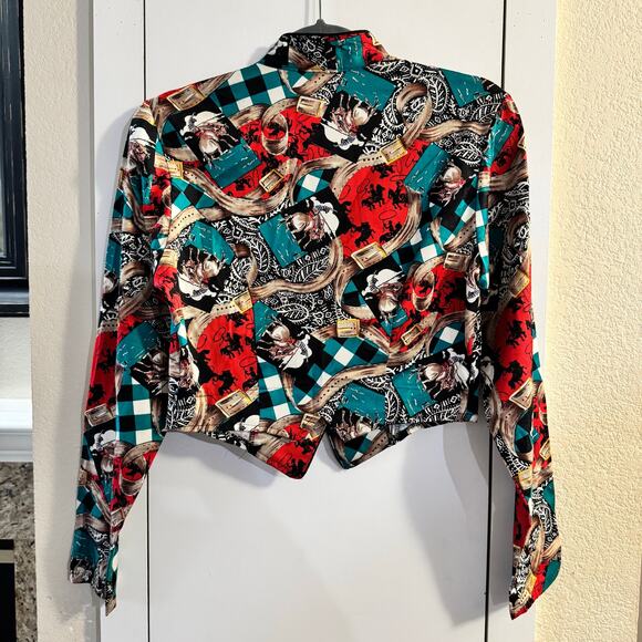 Vintage RoughRider Made in USA Western Cropped LS Top Shirt Small Cowgirl Rodeo - Picture 2 of 8